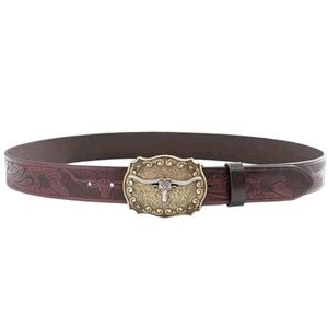Large Bronze Bullhorn Buckle Western Style Belt